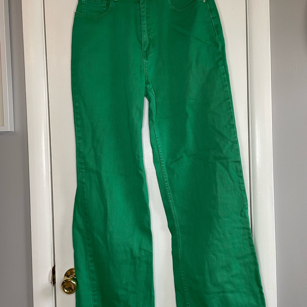 Vibrant Green Straight Leg Jeans with Relaxed Fit